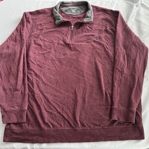 Polo Ralph Lauren Sweater Mens 2XLT TALL Maroon Quarter Zip Pullover Long Sleeve